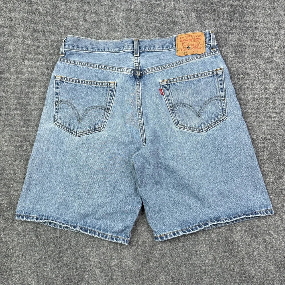 Vintage Levi's 550 Relaxed Fit Jean Shorts Mens Size 34 Waist Blue Denim Y2K